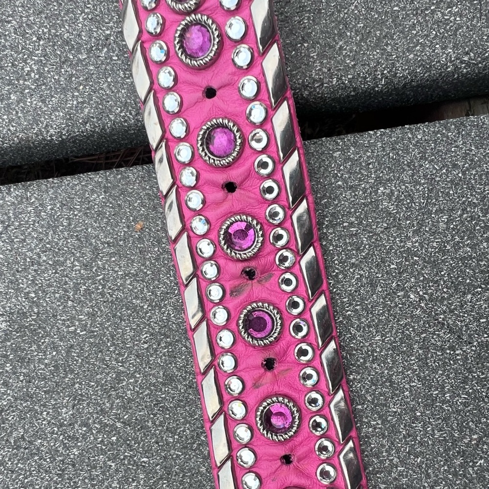 Kippys vintage pink leather cowgirl belt with Swarovski crystals - Picture 4 of 7